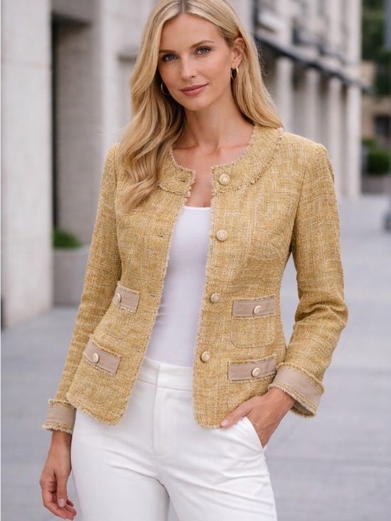 Talbots Jackets & Blazers - Talbots NWT The Grace Fit Boucle’ Fitted Jacket Career Classic Golden Size 8